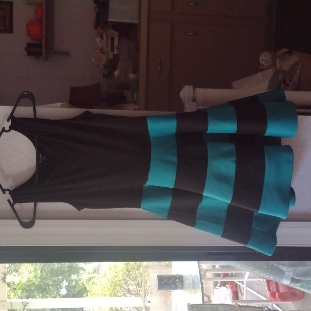 A very nice stretchy bluegreen and black dress by City Studios - medium
